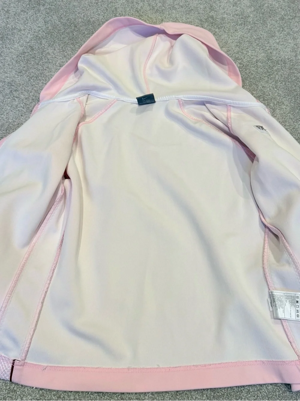 Nike women’s Medium Pink Full Zip Hoodie Jacket Mesh Side Panels Y2K Athletic